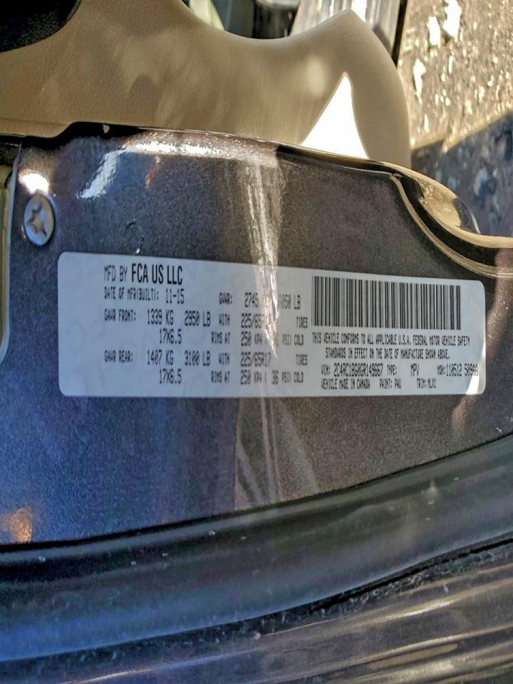 2016 Chrysler Town & Country Touring VIN: 2C4RC1BG0GR149667 Lot: 93824625