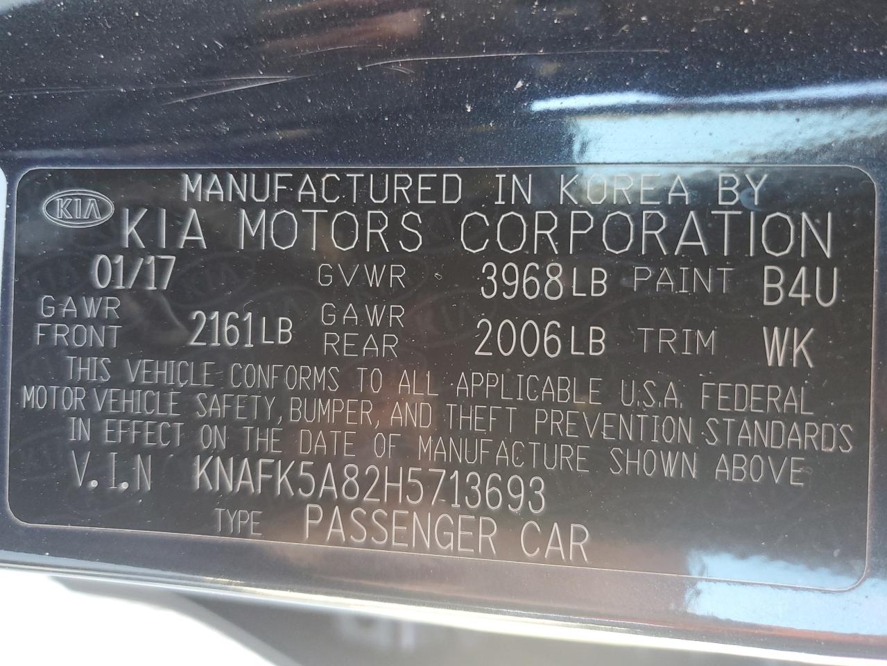 2017 Kia Forte Lx VIN: KNAFK5A82H5713693 Lot: 93329625