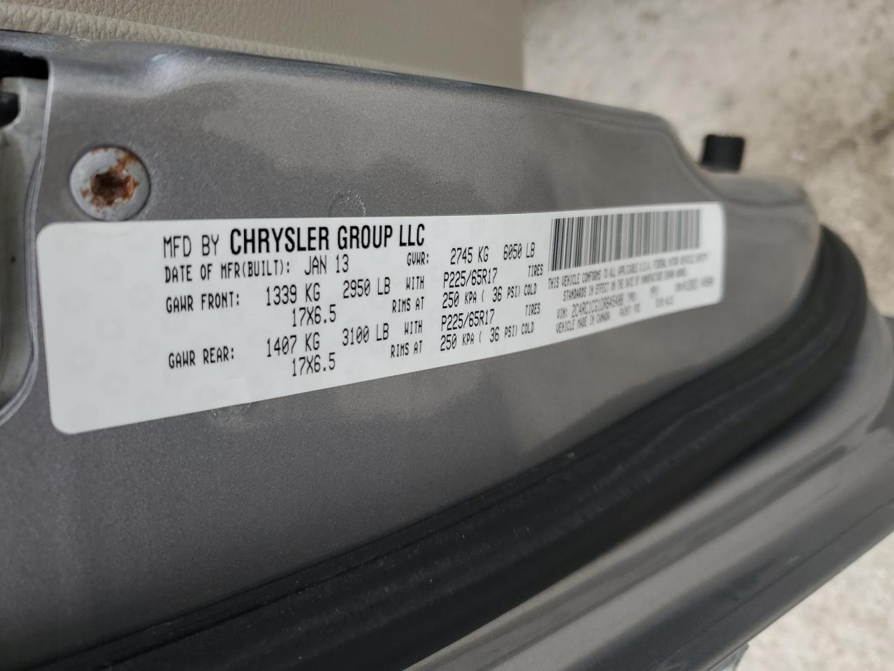 2013 Chrysler Town & Country Touring L VIN: 2C4RC1CG1DR645488 Lot: 86783035