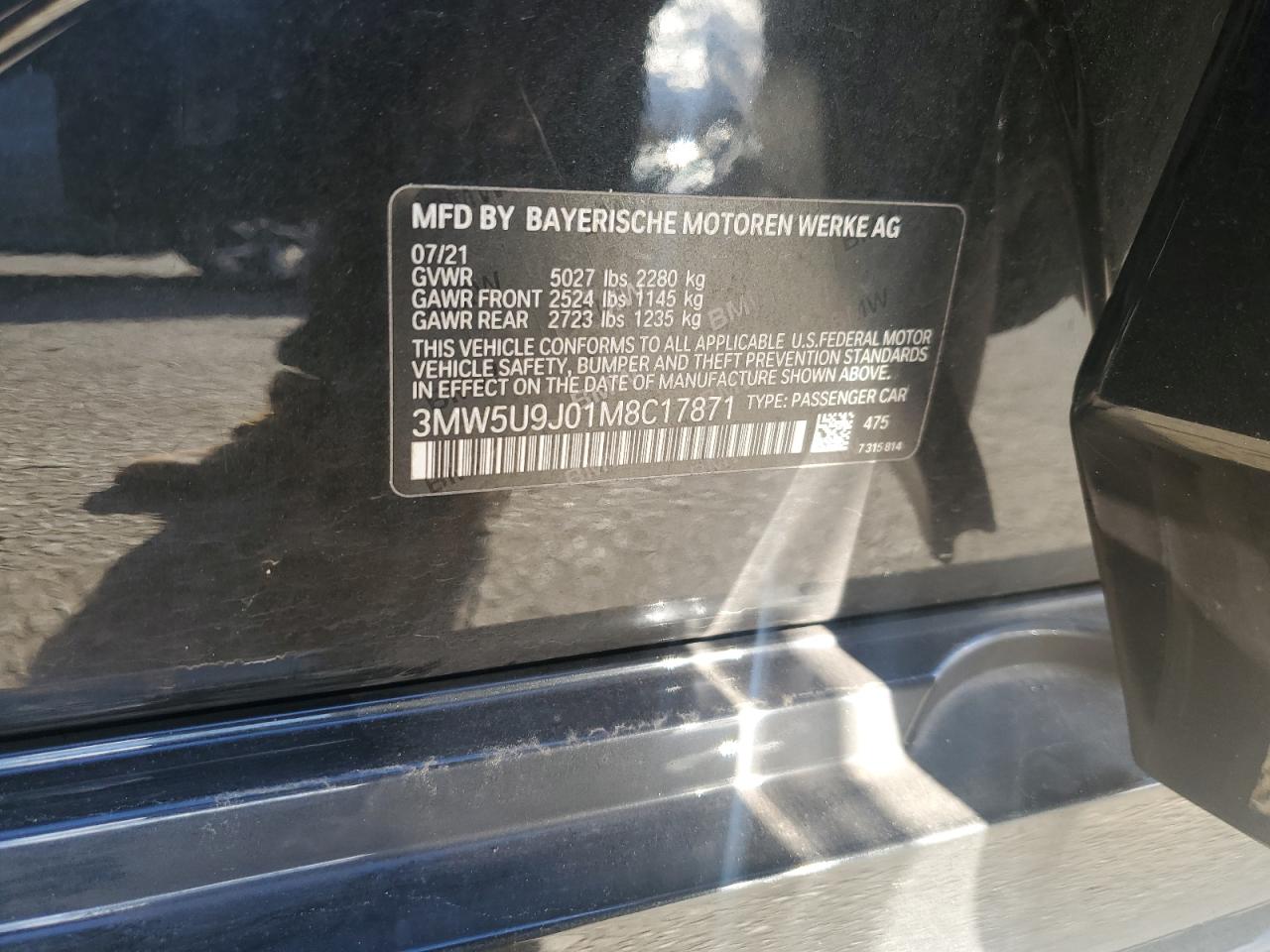 2021 BMW M340Xi VIN: 3MW5U9J01M8C17871 Lot: 91290295