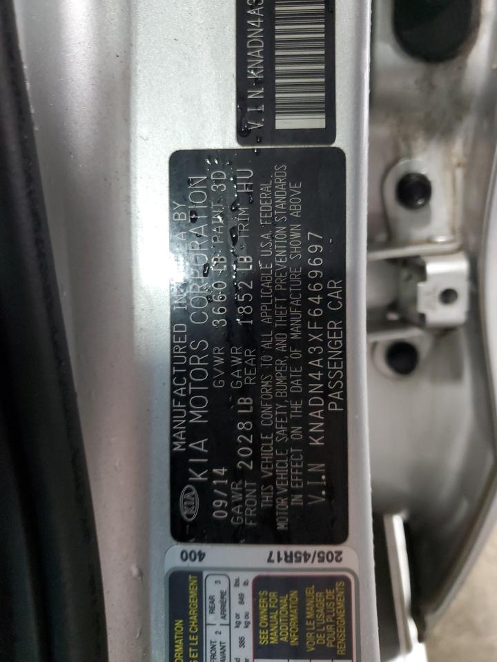 2015 Kia Rio Ex VIN: KNADN4A3XF6469697 Lot: 92631125