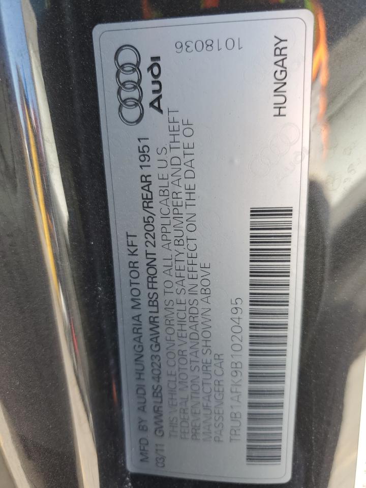 2011 Audi Tts Premium VIN: TRUB1AFK9B1020495 Lot: 92240305