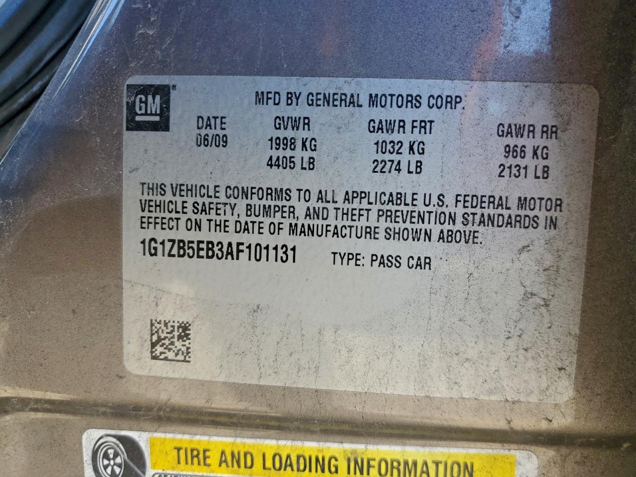 2010 Chevrolet Malibu Ls VIN: 1G1ZB5EB3AF101131 Lot: 93696335