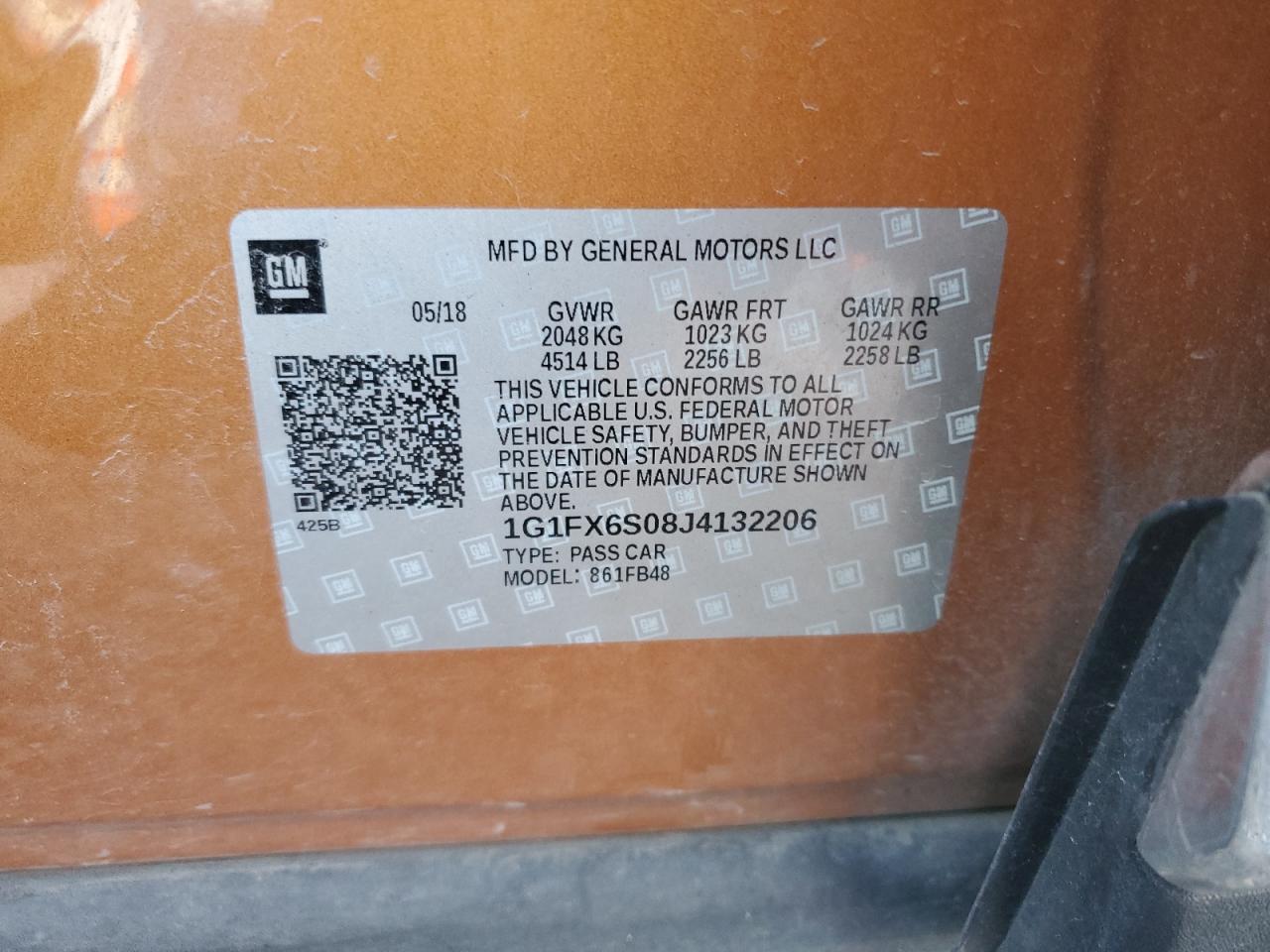 2018 Chevrolet Bolt Ev Premier VIN: 1G1FX6S08J4132206 Lot: 93186445