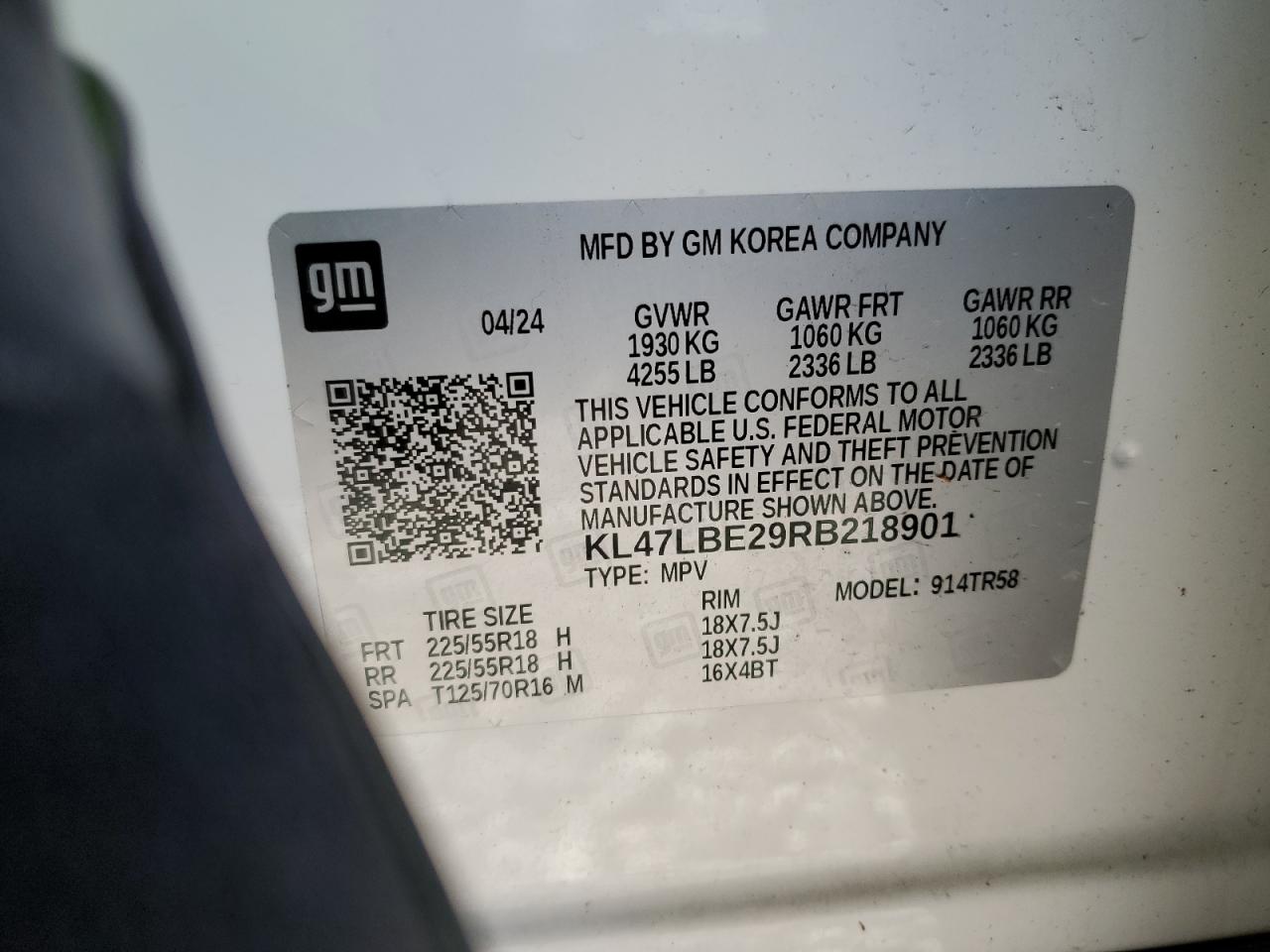 2024 Buick Envista Sport Touring VIN: KL47LBE29RB218901 Lot: 92181165