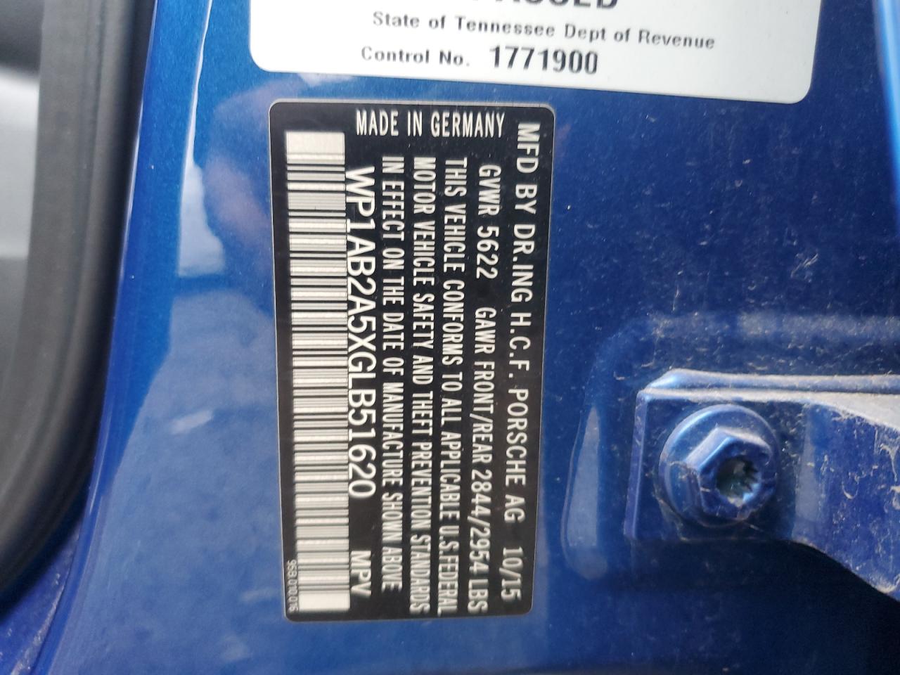 2016 Porsche Macan S VIN: WP1AB2A5XGLB51620 Lot: 93271815