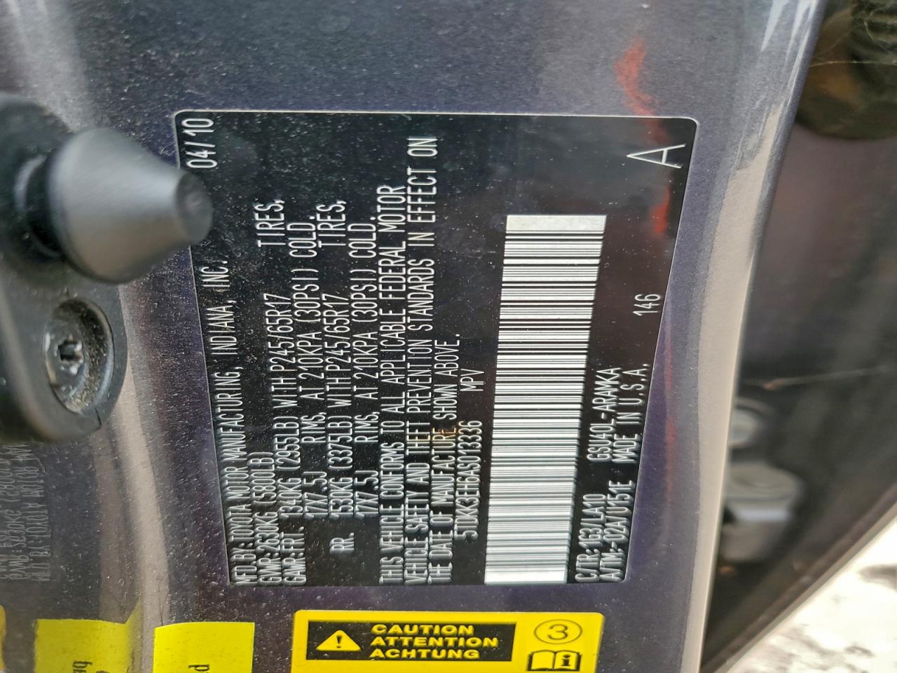 2010 Toyota Highlander Se VIN: 5TDKK3EH6AS013336 Lot: 93978615