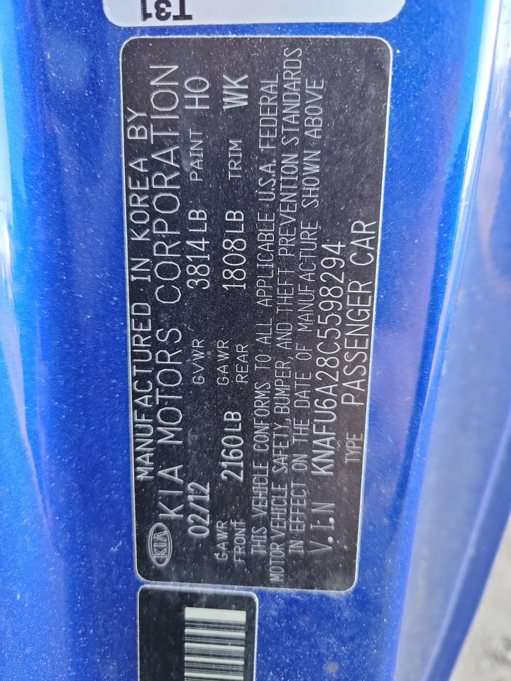 2012 Kia Forte Ex VIN: KNAFU6A28C5598294 Lot: 92903535