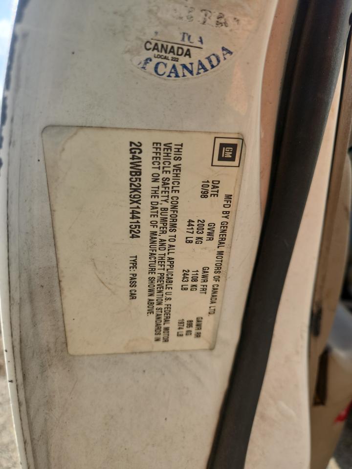 1999 Buick Regal Ls VIN: 2G4WB52K9X1441524 Lot: 92571775