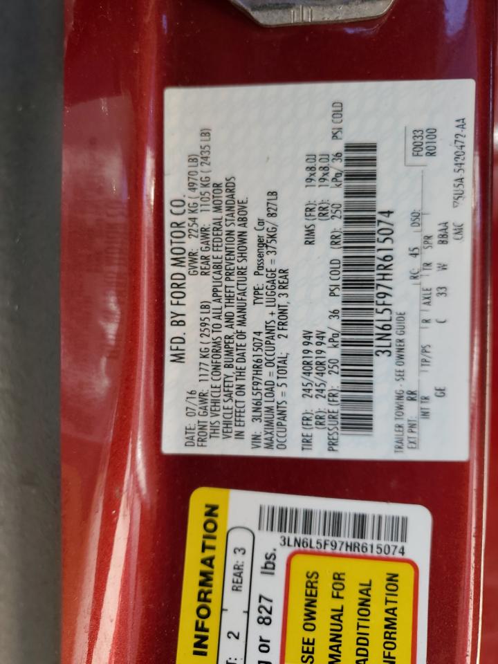 2017 Lincoln Mkz Reserve VIN: 3LN6L5F97HR615074 Lot: 92618765