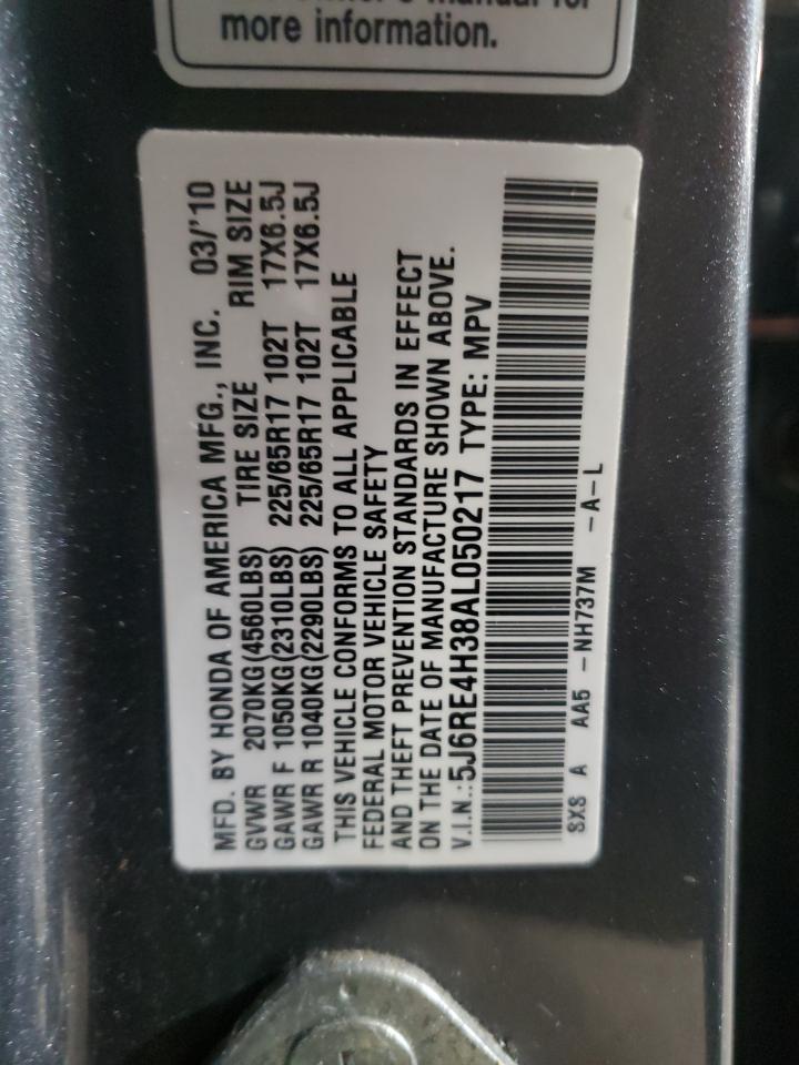2010 Honda Cr-V Lx VIN: 5J6RE4H38AL050217 Lot: 91626235