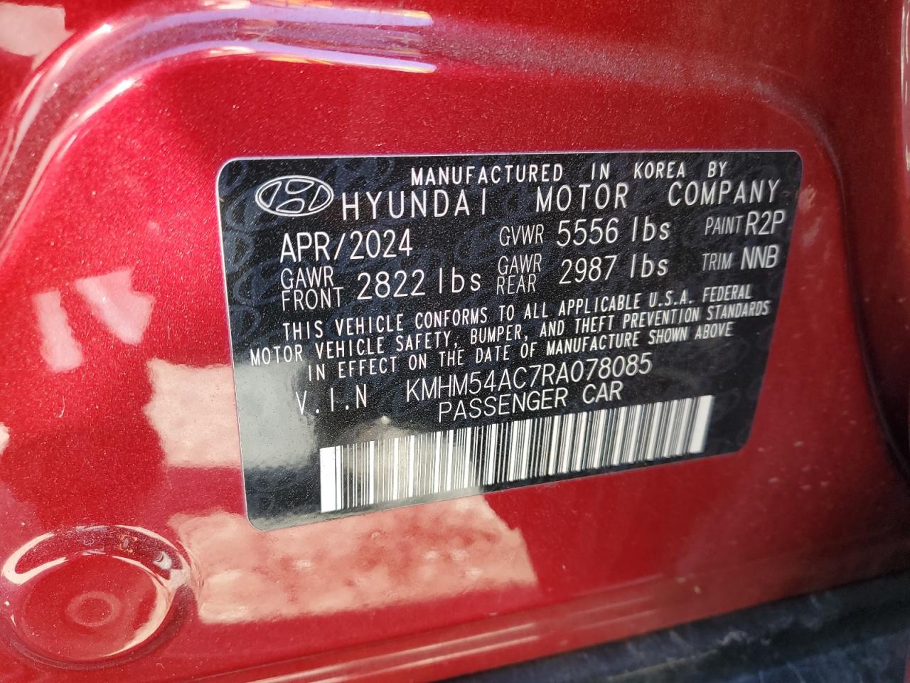 2024 Hyundai Ioniq 6 Limited VIN: KMHM54AC7RA078085 Lot: 90373635