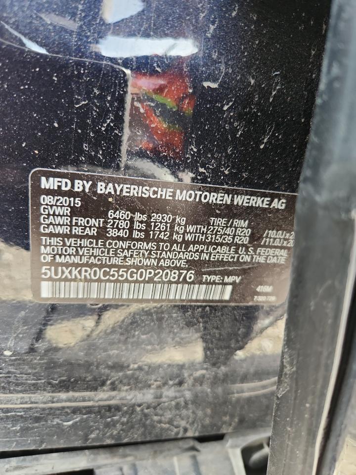 2016 BMW X5 xDrive35I VIN: 5UXKR0C55G0P20876 Lot: 92162145