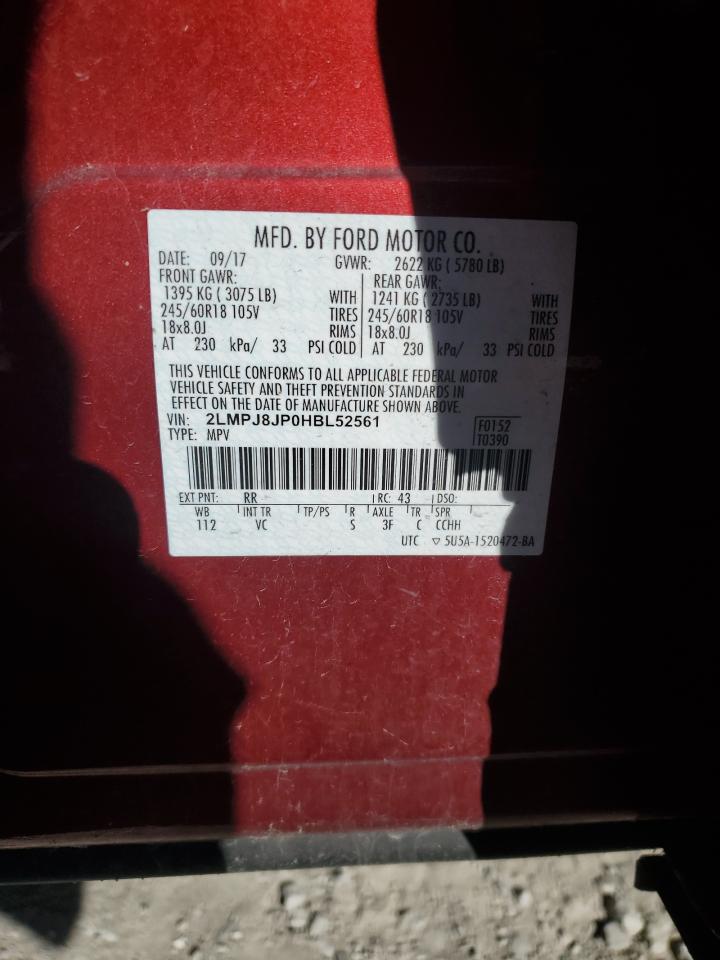 2017 Lincoln Mkx Premiere VIN: 2LMPJ8JP0HBL52561 Lot: 92683375