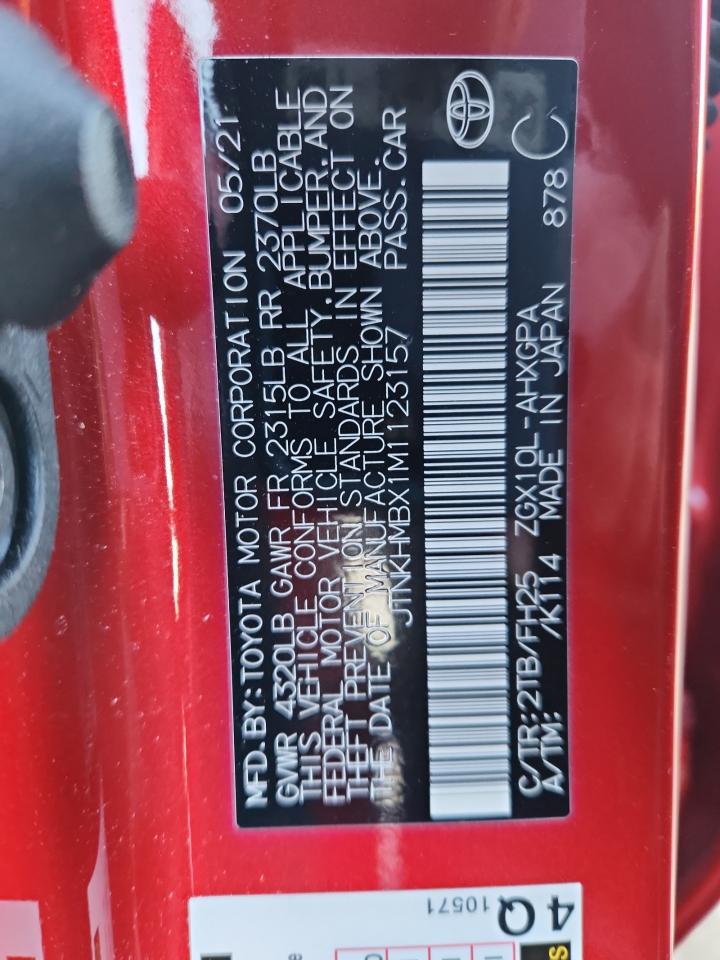 2021 Toyota C-Hr Xle VIN: JTNKHMBX1M1123157 Lot: 92433855