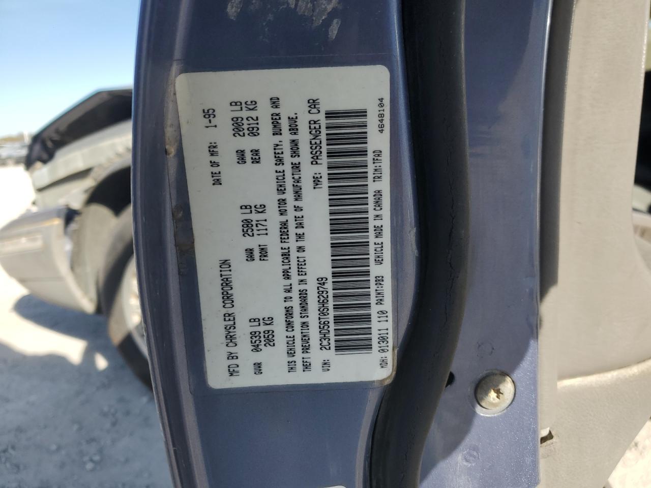 1995 Chrysler Concorde VIN: 2C3HD56T0SH629749 Lot: 91570465