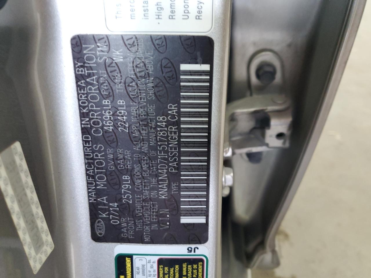 2015 Kia Cadenza Premium VIN: KNALN4D71F5178148 Lot: 93656335