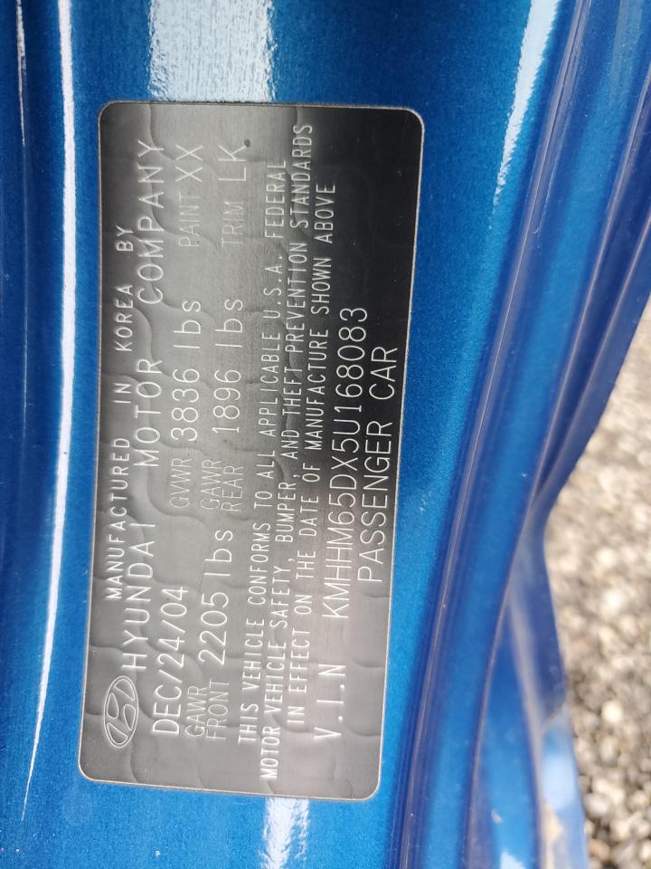 2005 Hyundai Tiburon VIN: KMHHM65DX5U168083 Lot: 91311075