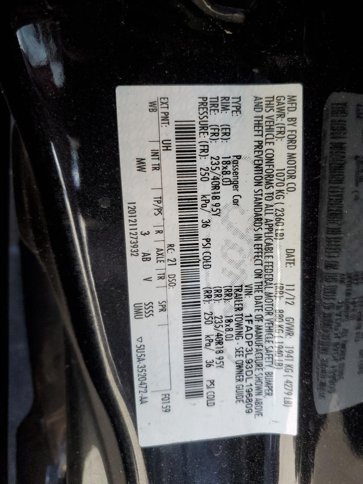 2013 Ford Focus St VIN: 1FADP3L93DL196809 Lot: 92264345