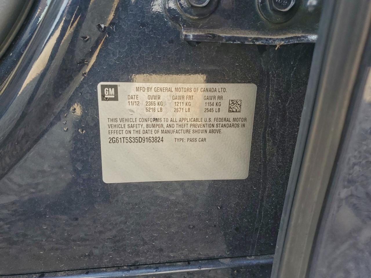 2013 Cadillac Xts Premium Collection VIN: 2G61T5S35D9163824 Lot: 92614485