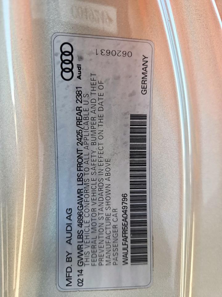 2014 Audi A5 Premium Plus VIN: WAULFAFR5EA049796 Lot: 92224655