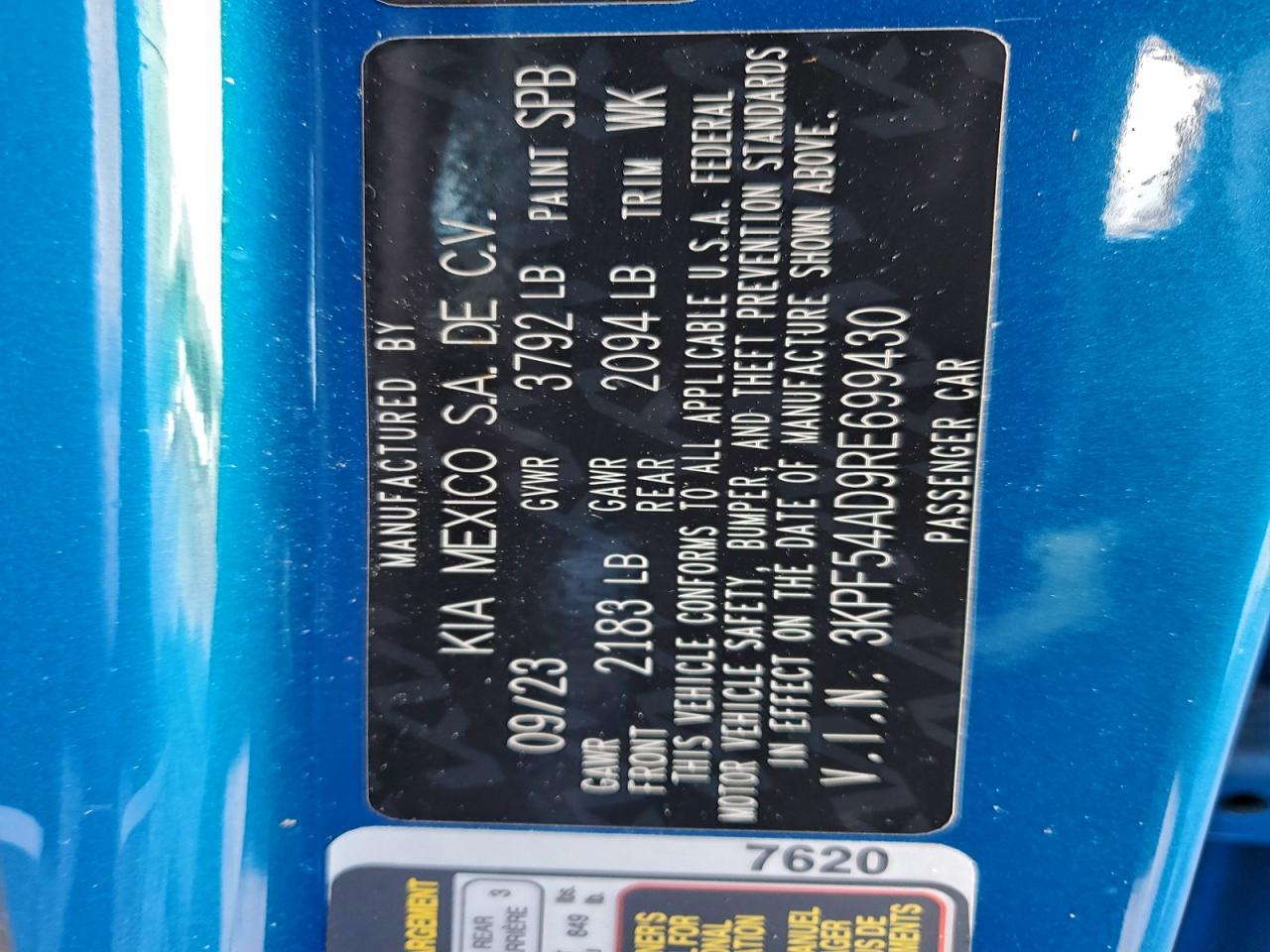 2024 Kia Forte Gt Line VIN: 3KPF54AD9RE699430 Lot: 93969965