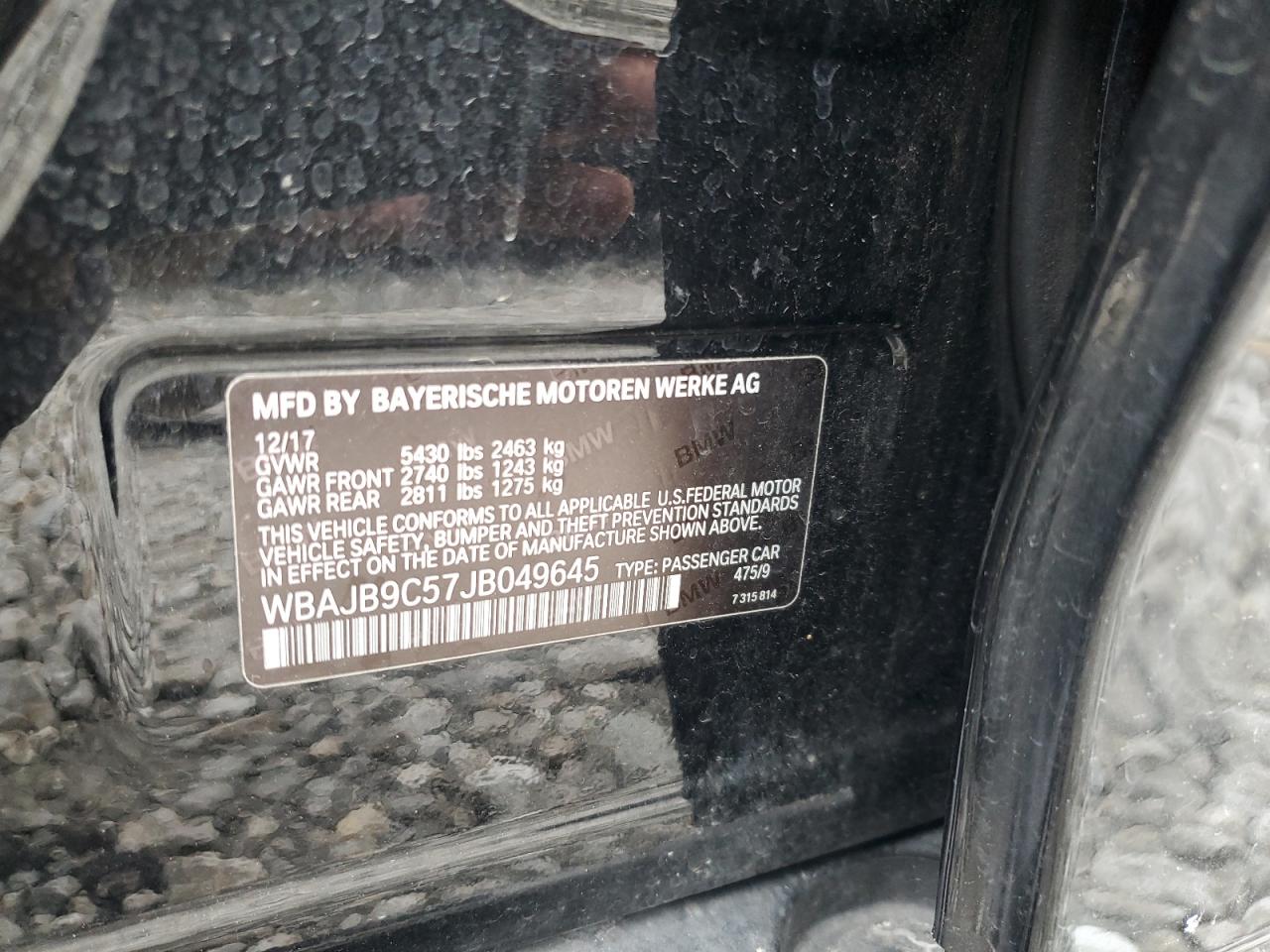 2018 BMW M550Xi VIN: WBAJB9C57JB049645 Lot: 91832275