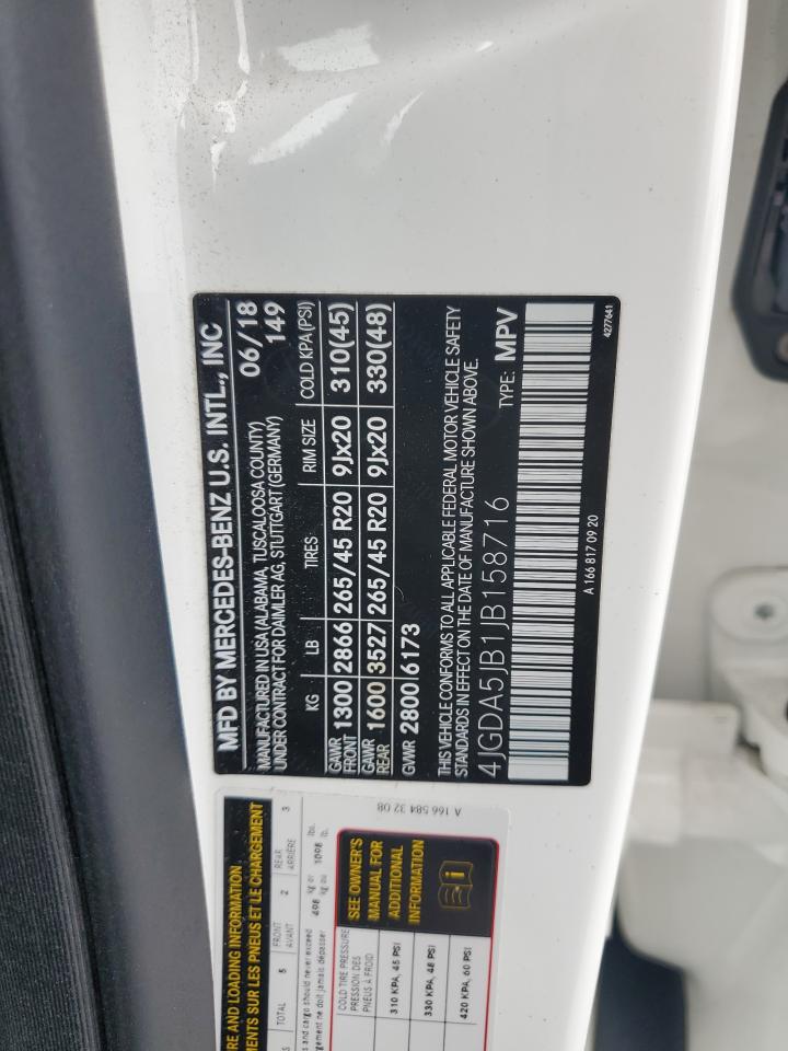 2018 Mercedes-Benz Gle 350 VIN: 4JGDA5JB1JB158716 Lot: 91637345