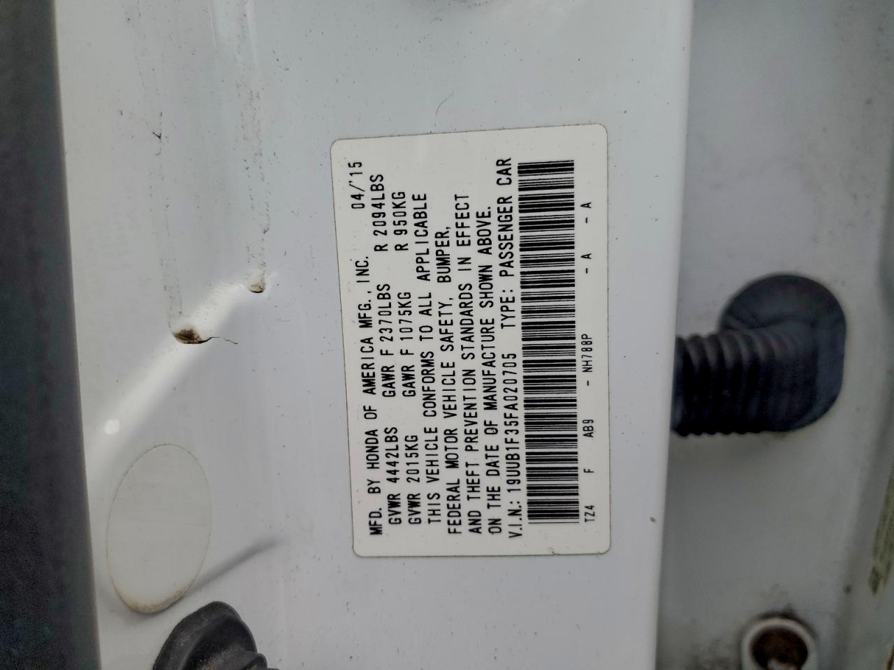 2015 Acura Tlx VIN: 19UUB1F35FA020705 Lot: 94556845