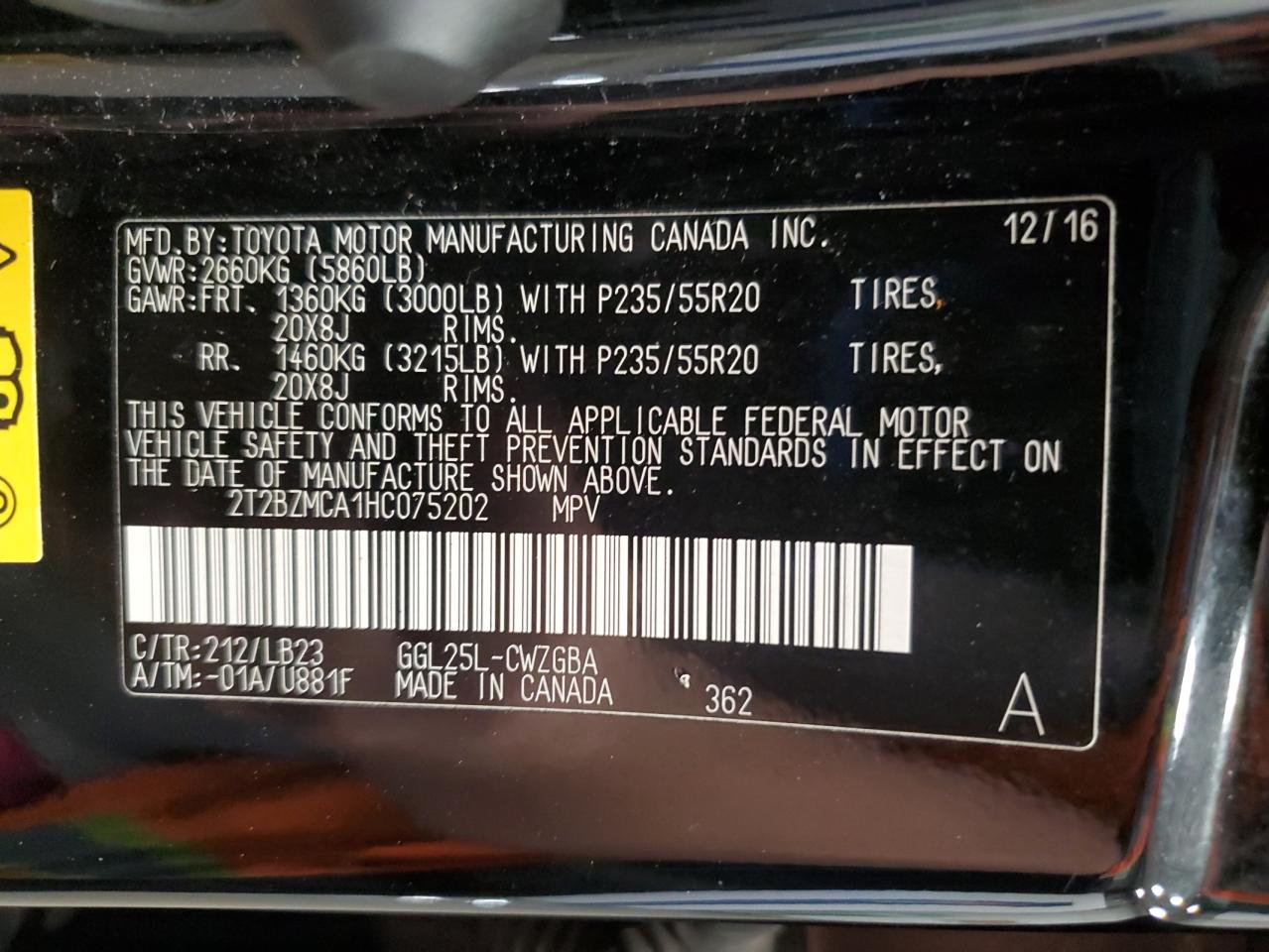 2017 Lexus Rx 350 Base VIN: 2T2BZMCA1HC075202 Lot: 91465665