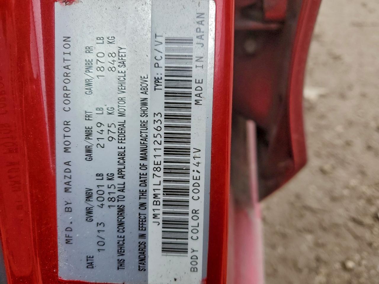 2014 Mazda 3 Touring VIN: JM1BM1L78E1125633 Lot: 93985795