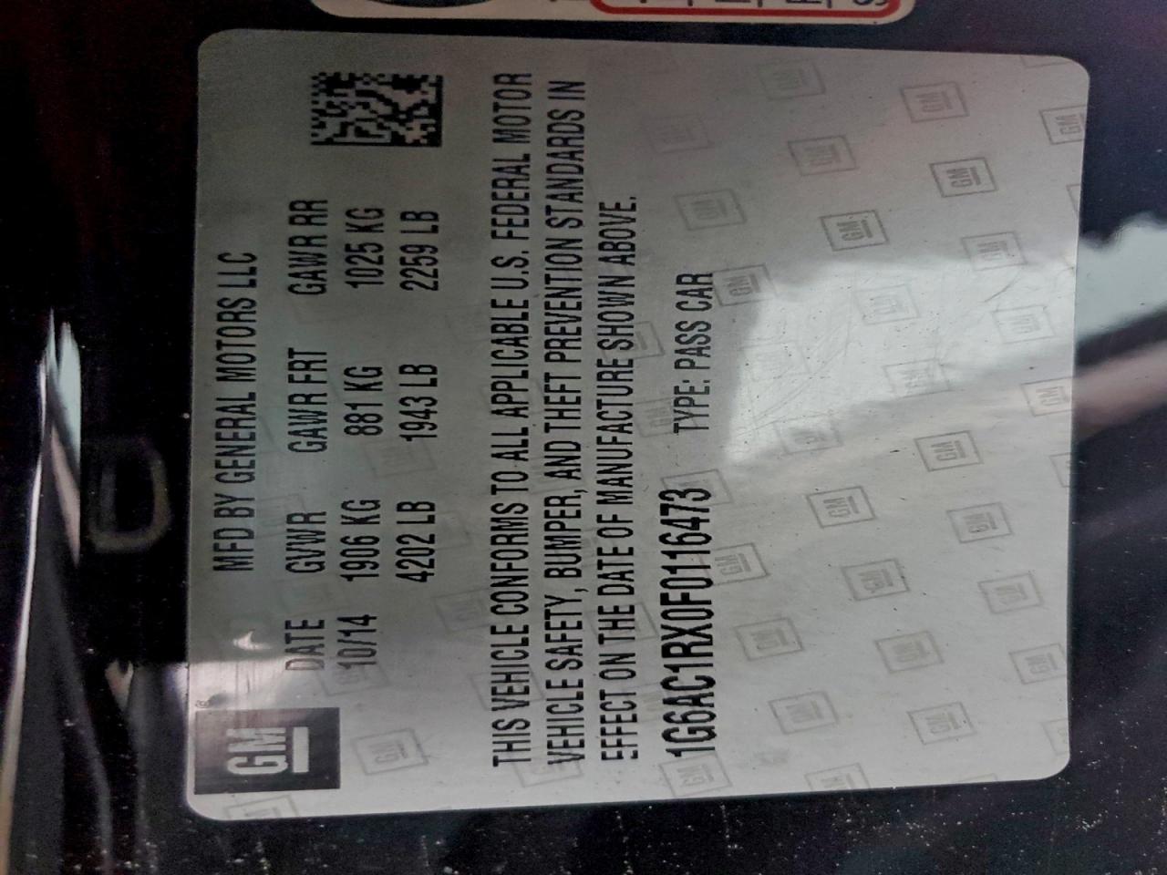 2015 Cadillac Ats Performance VIN: 1G6AC1RX0F0116473 Lot: 93703015