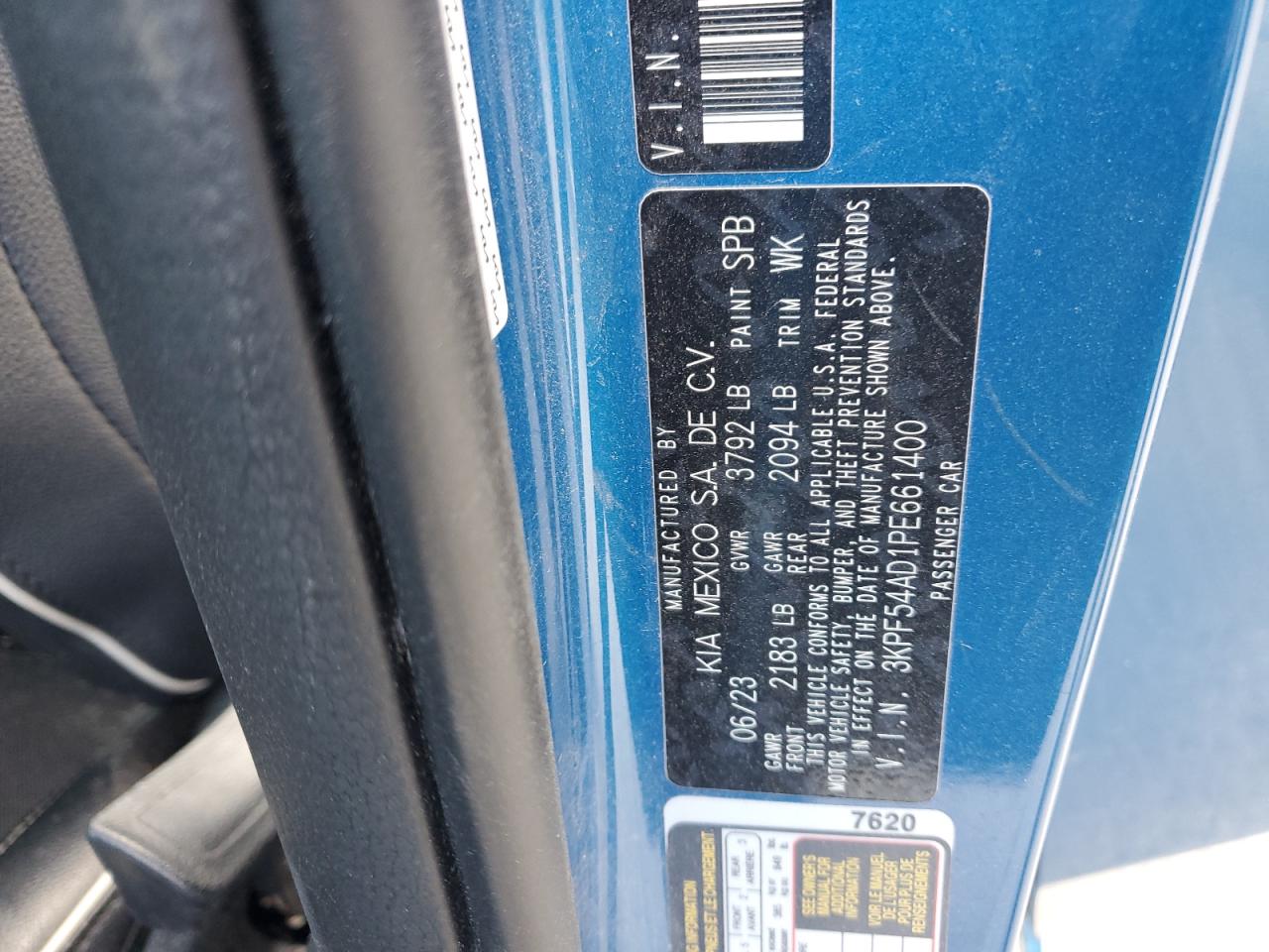 2023 Kia Forte Gt Line VIN: 3KPF54AD1PE661400 Lot: 91298055