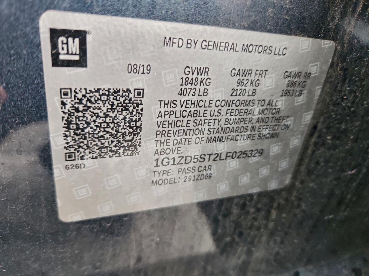 2020 Chevrolet Malibu Lt VIN: 1G1ZD5ST2LF025329 Lot: 94284705