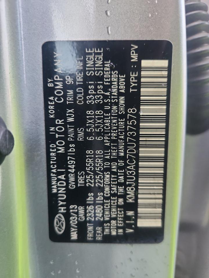 2013 Hyundai Tucson Gls VIN: KM8JU3AC7DU737578 Lot: 93057695