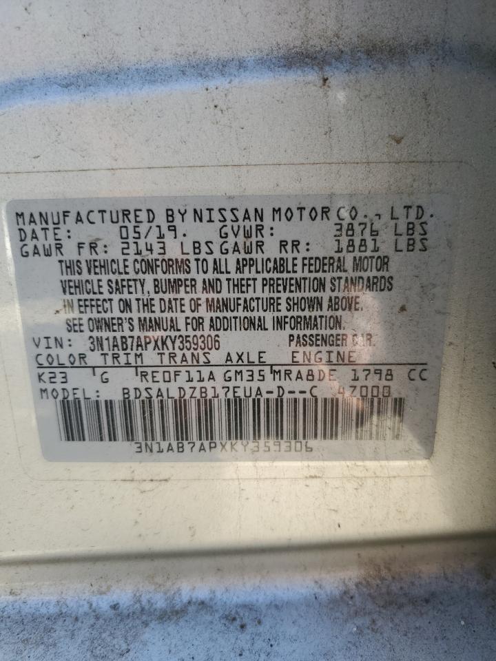 2019 Nissan Sentra S VIN: 3N1AB7APXKY359306 Lot: 93102415