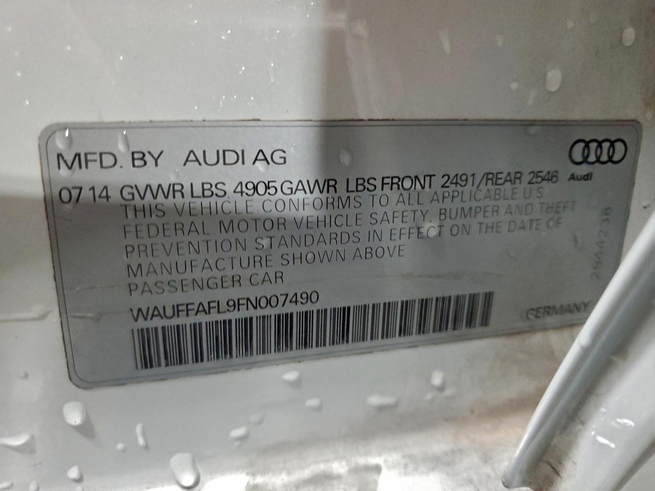 2015 Audi A4 Premium Plus VIN: WAUFFAFL9FN007490 Lot: 94102005