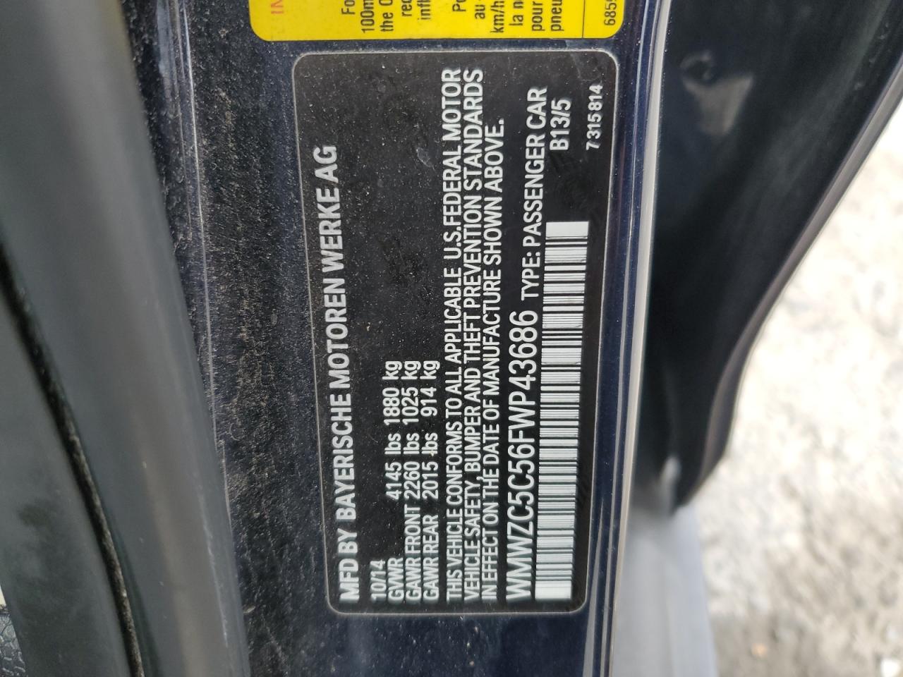 2015 Mini Cooper S Countryman VIN: WMWZC5C56FWP43686 Lot: 91880535