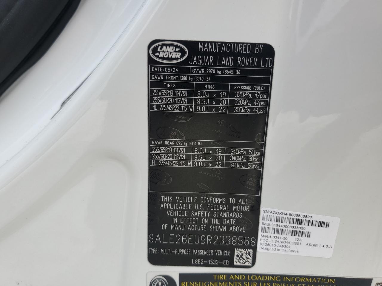 2024 Land Rover Defender 90 X-Dynamic Se VIN: SALE26EU9R2338568 Lot: 91914135