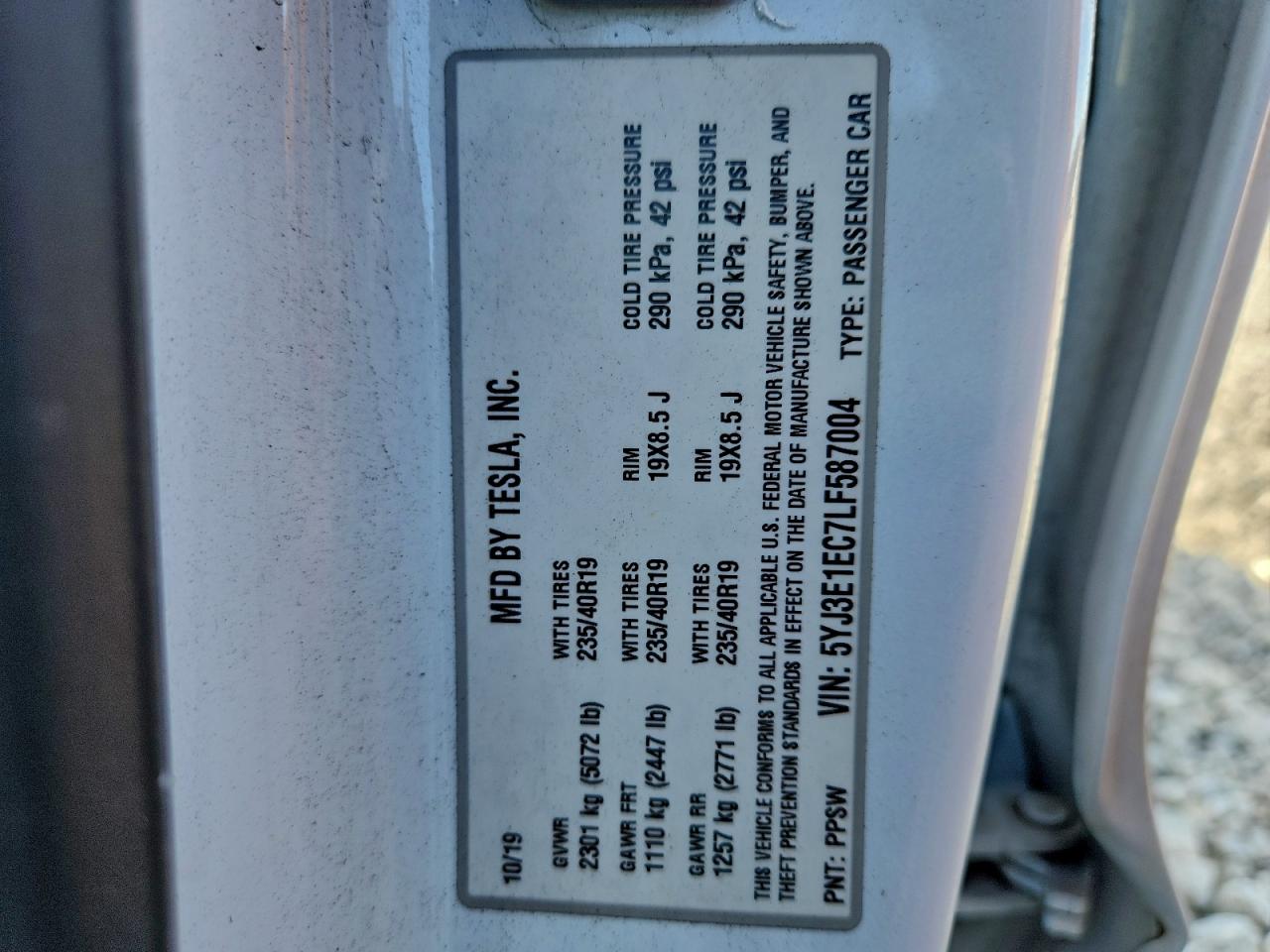 2020 Tesla Model 3 VIN: 5YJ3E1EC7LF587004 Lot: 94326475