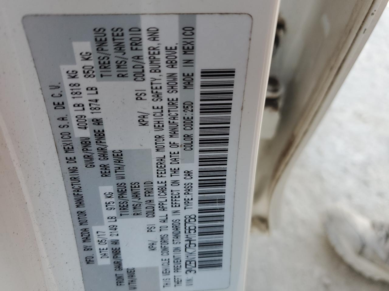 2017 Mazda 3 Sport VIN: 3MZBN1K76HM156768 Lot: 92686565