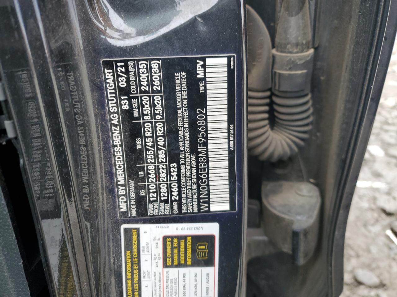 2021 Mercedes-Benz Glc 43 4Matic Amg VIN: W1N0G6EB8MF956802 Lot: 93366495