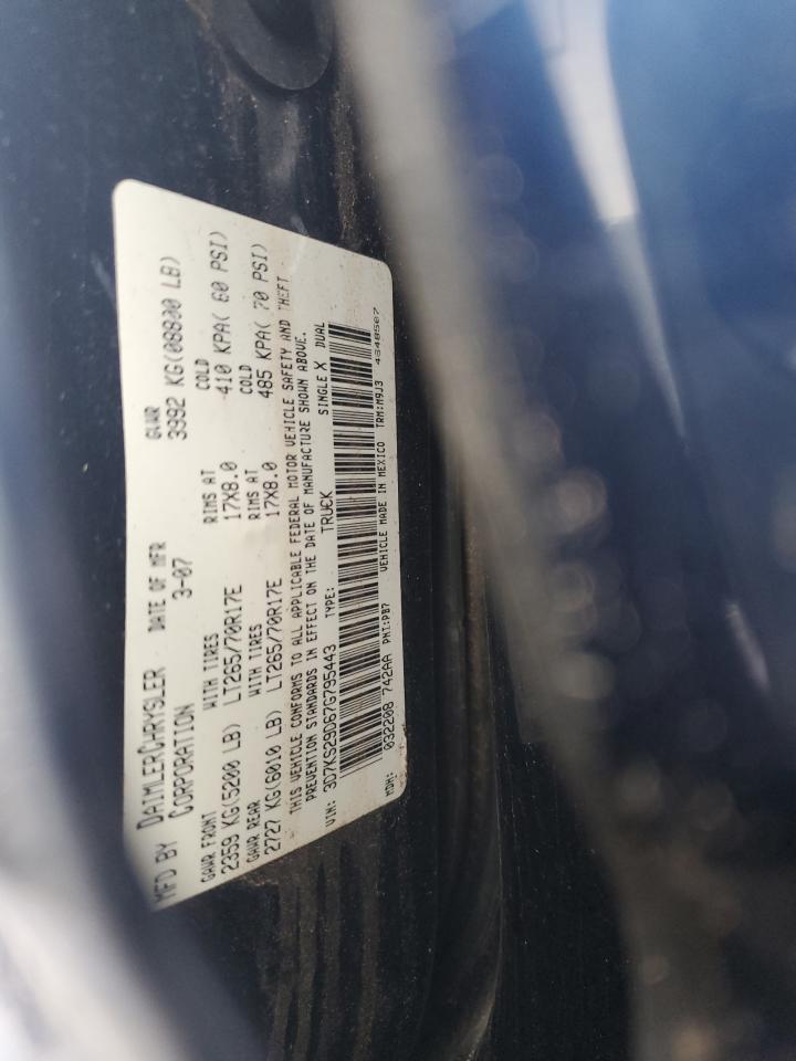 2007 Dodge Ram 2500 VIN: 3D7KS29D67G795443 Lot: 93669875