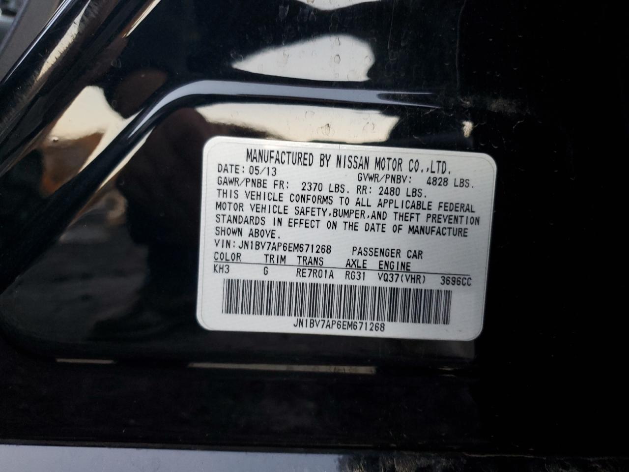 2014 Infiniti Q50 Base VIN: JN1BV7AP6EM671268 Lot: 92941565