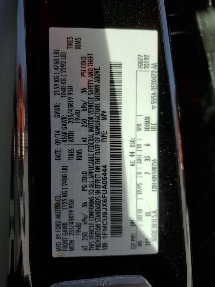 2015 Ford Escape Titanium VIN: 1FMCU9JX6FUA05444 Lot: 91676125