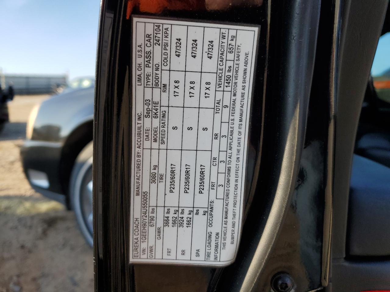 2004 Cadillac Professional Chassis VIN: 1GEEH90Y24U550055 Lot: 89628555