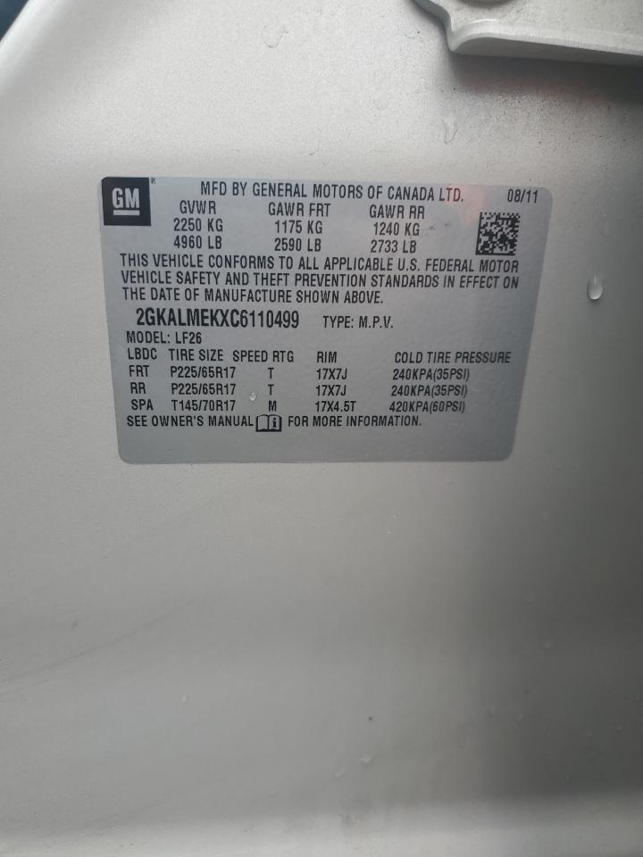 2012 GMC Terrain Sle VIN: 2GKALMEKXC6110499 Lot: 93292985