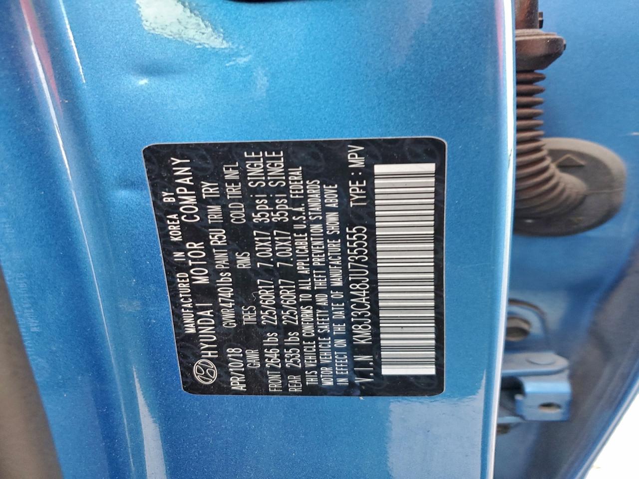 2018 Hyundai Tucson Sel VIN: KM8J3CA48JU735555 Lot: 94604475