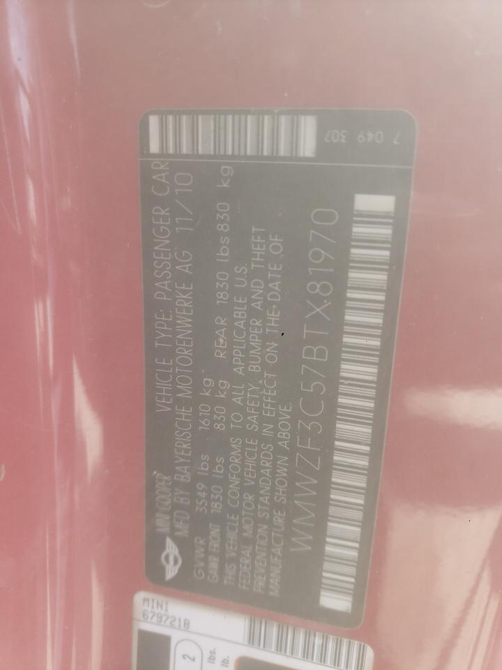 2011 Mini Cooper Clubman VIN: WMWZF3C57BTX81970 Lot: 92609775