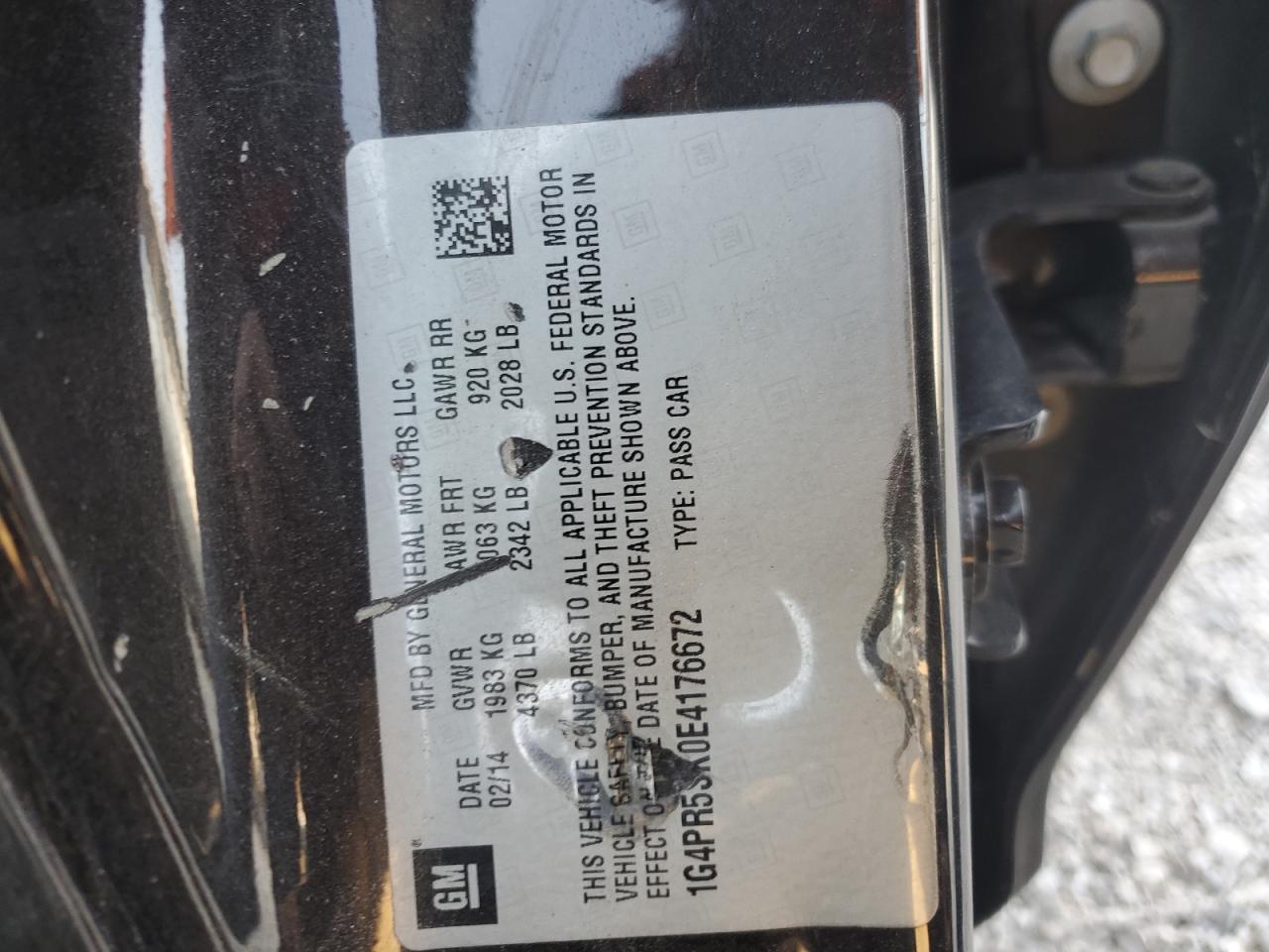 2014 Buick Verano Convenience VIN: 1G4PR5SK0E4176672 Lot: 93277955